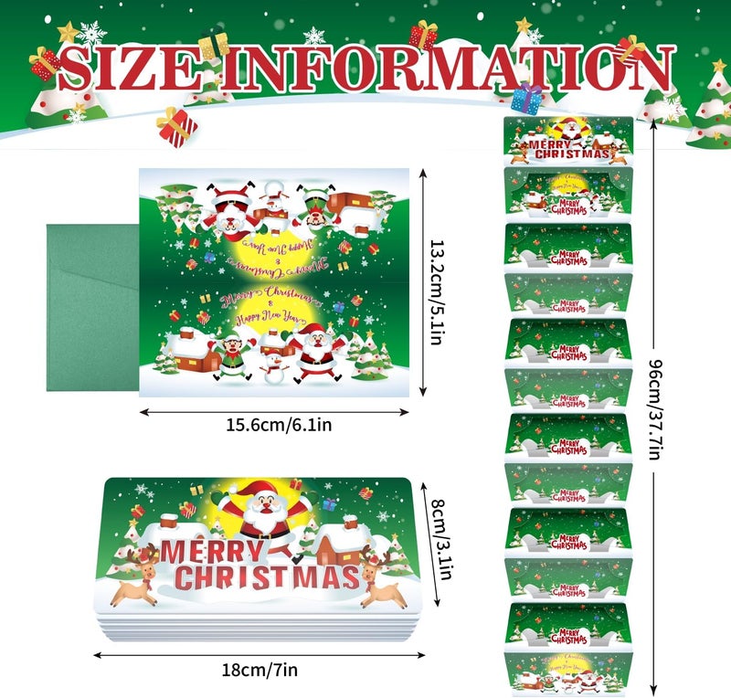 XiaosRen Green Christmas Envelope Money Holder with 10 Slots, Surprise Cash Gift Card Holders for Men Women Girls Boys Xmas Party Supplies. - Image 2